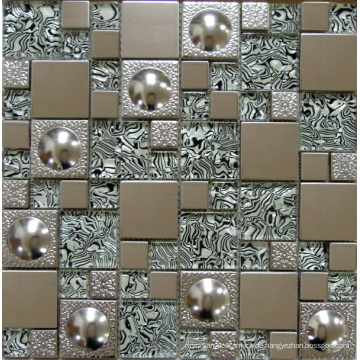 Glas Mosaik Wandfliese, Edelstahl Metall Mosaik (SM254)